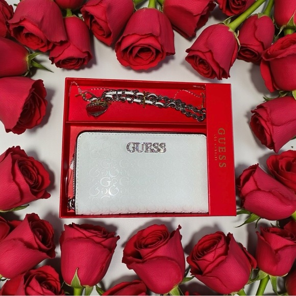 Guess Handbags - GUESS White Wallet with Silver Chain & Bag Charm NWT